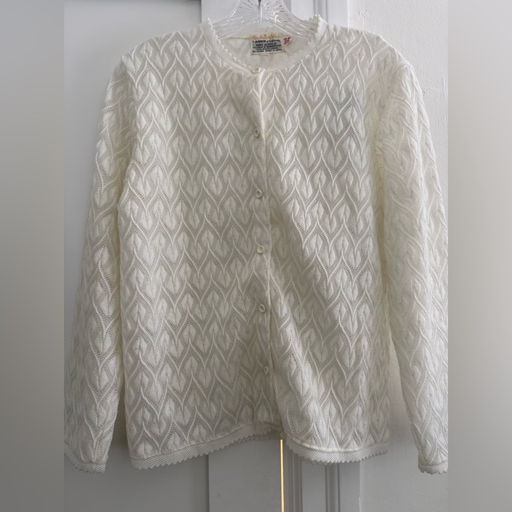 VTG Fashionelle by Ades of California offwhite see-thru cardigan